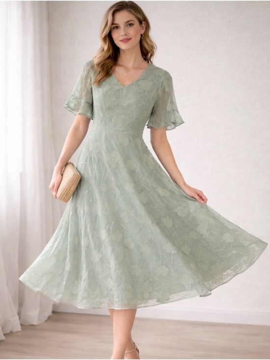 msglamour Dresses & Skirts - Sage Green V-Neck Floral Maxi Dress